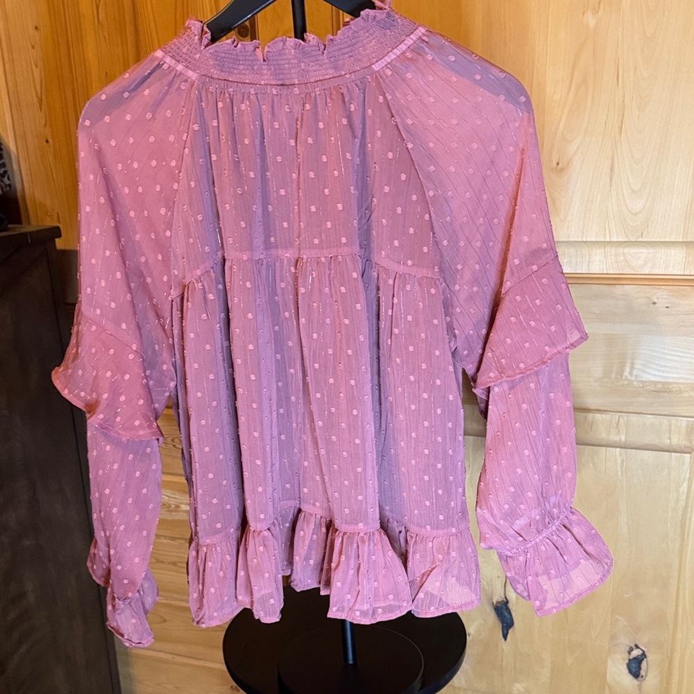Pink Ruffled Women's Top - Picture 4 of 4